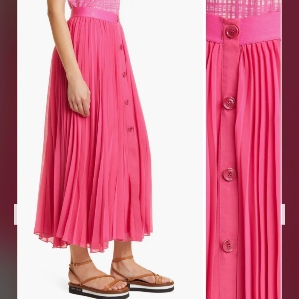 BOSS Eplisa Pleated Skirt in Flamingo Size M - Picture 4 of 13